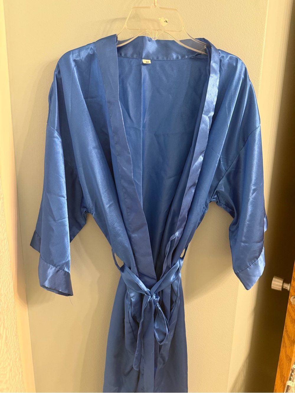 Satin Kimono Robe - Blue